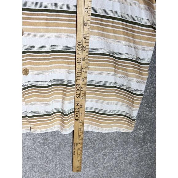 Trust Linen Rayon Short Sleeve Striped Button Up Shirt Mens Size XL Chest Pocket - Picture 6 of 6